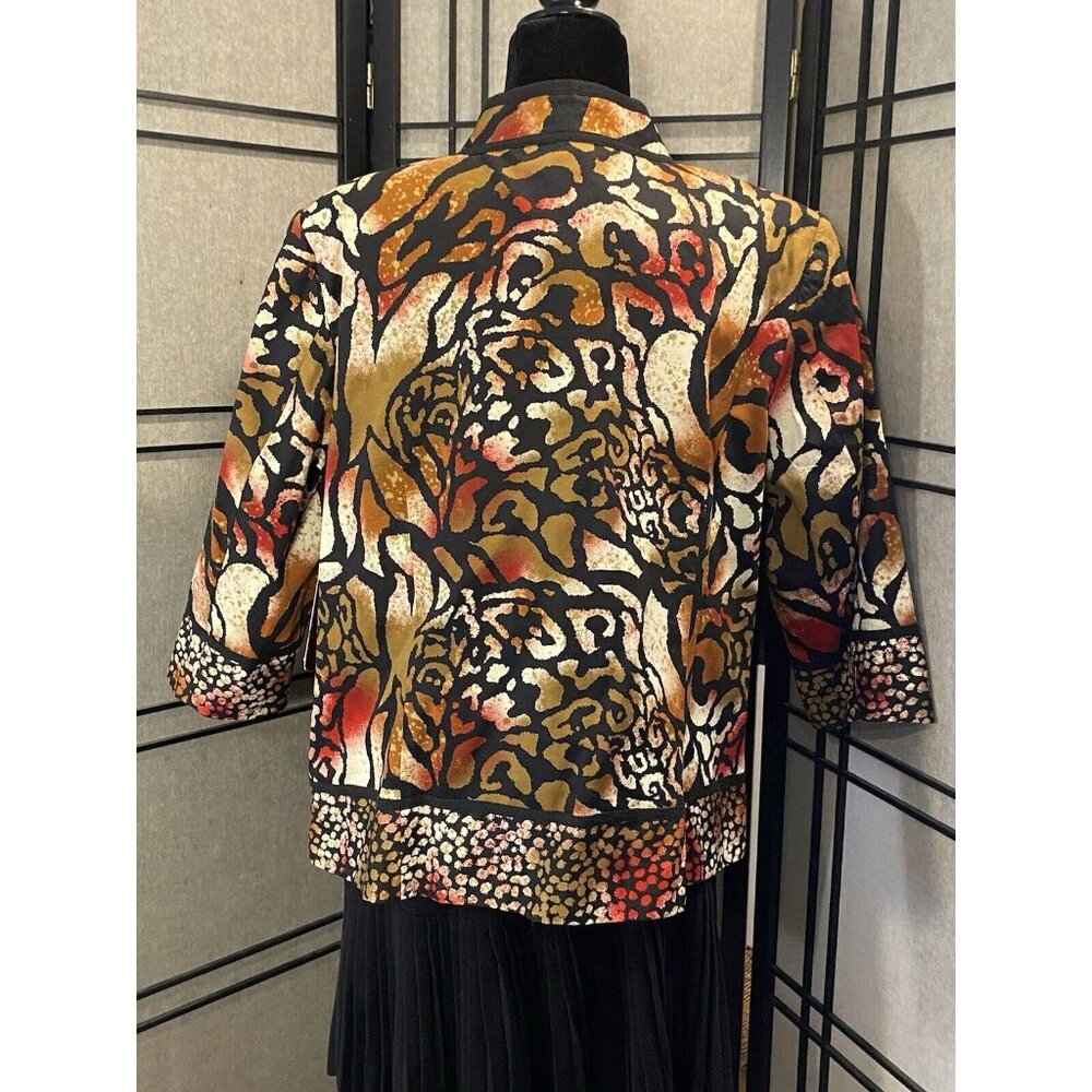 Multiples Women Sz 1X Blazer Jacket Stretch Colorful Animal Print Cotton Spandex - Picture 3 of 12